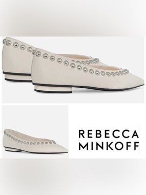 Rebecca Minkoff Panna Pointed Toe Ballet Flats with Silver Studs